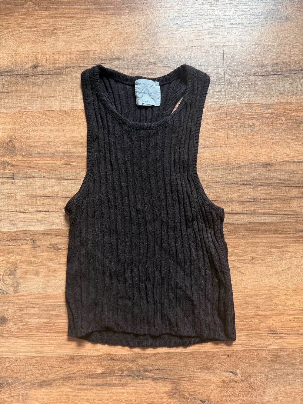 Silence and Noise Sleeveless Ribbed Knit Tank Top - Black